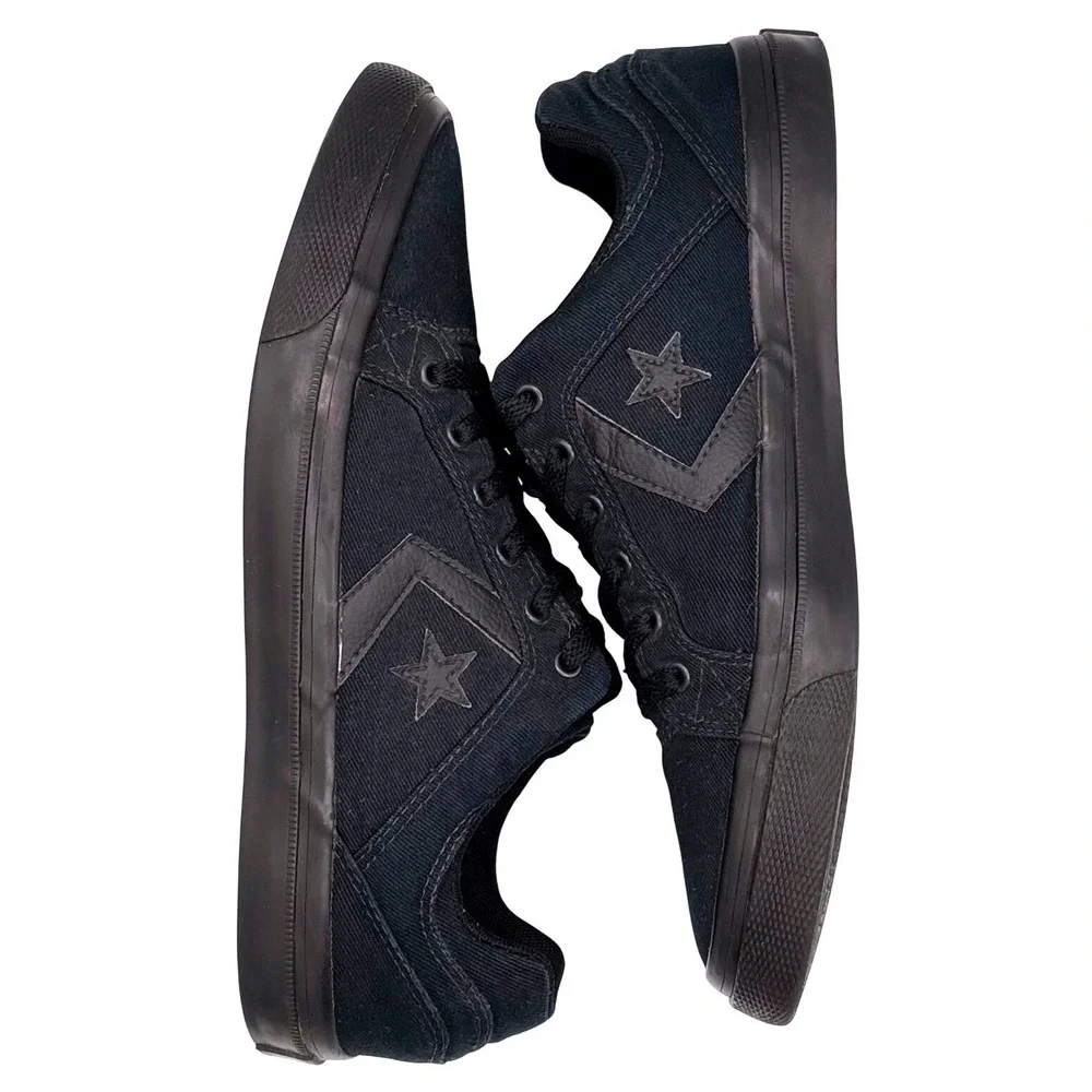 Converse El Distrito Mens 9 Womens 10.5 Triple Black Canvas Sneakers 159786C